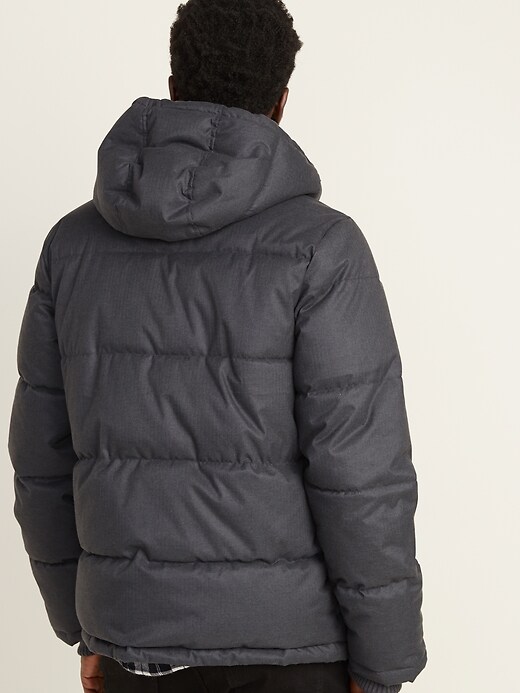 Brushed Herringbone Hooded Puffer Jacket Old Navy