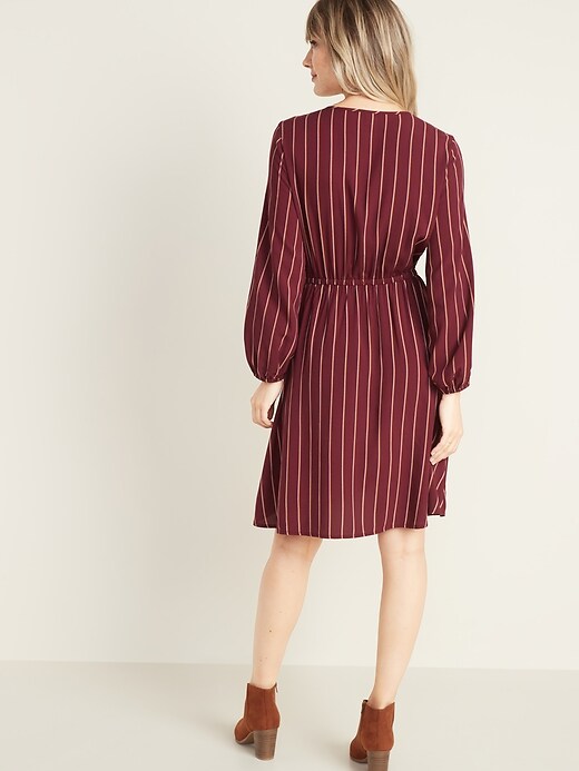 Image number 2 showing, Waist-Defined Striped Keyhole Dress for Women