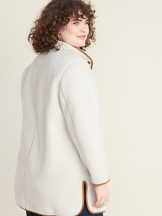 Image number 2 showing, Plus-Size Snap-Front Long Sherpa Coat