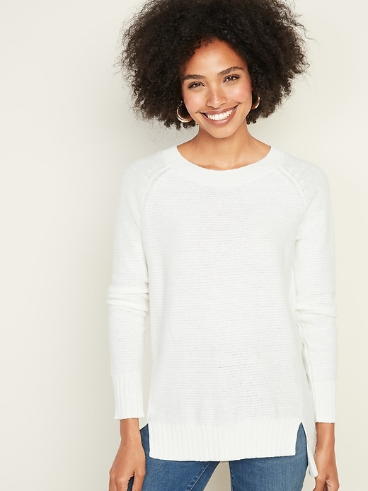 Textured-Stitch Boat-Neck Tunic Sweater for Women Old Navy