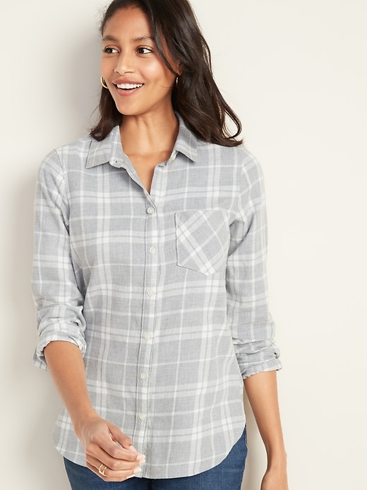 View large product image 1 of 1. Patterned Flannel Classic Shirt for Women