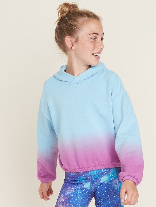 View large product image 1 of 4. Dip-Dye Cinched-Hem Pullover Hoodie for Girls
