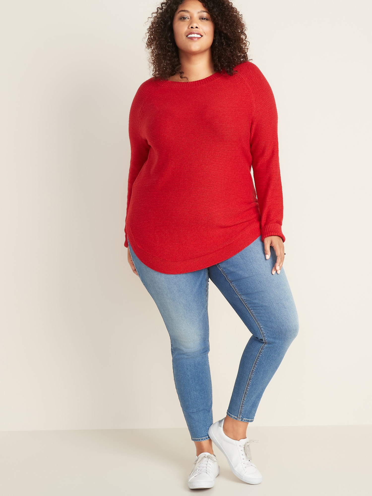 Plus size red 2025 tunic sweater