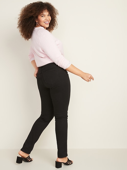 Image number 7 showing, Mid-Rise Power Slim Straight Black Jeans for Women