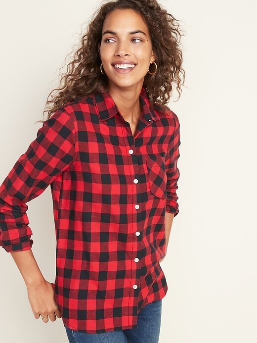 View large product image 1 of 1. Patterned Flannel Classic Shirt for Women