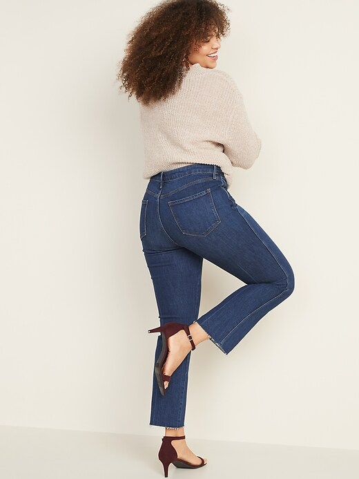 Image number 7 showing, High-Waisted Raw-Edged Flare Ankle Jeans For Women