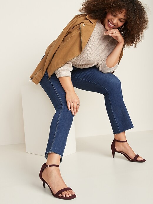 Image number 8 showing, High-Waisted Raw-Edged Flare Ankle Jeans For Women