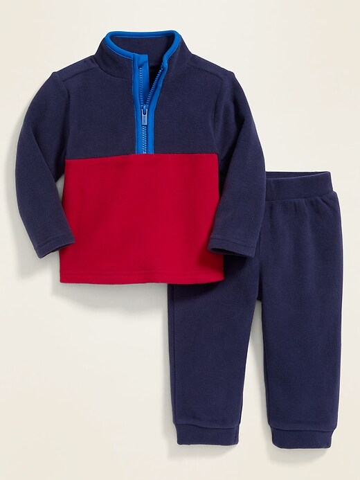 View large product image 1 of 1. Micro Performance Fleece 1/4-Zip Top & Pants Set for Baby