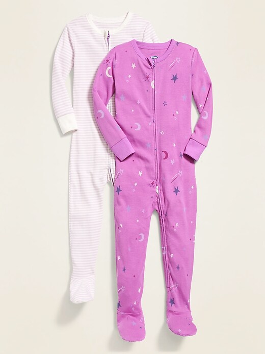 View large product image 1 of 2. Printed Purple Footie Pajama One-Piece 2-Pack for Toddler Girls & Baby