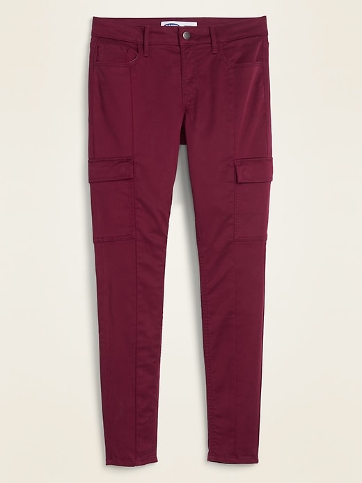 Image number 5 showing, Mid-Rise Sateen Rockstar Super Skinny Cargo Pants for Women