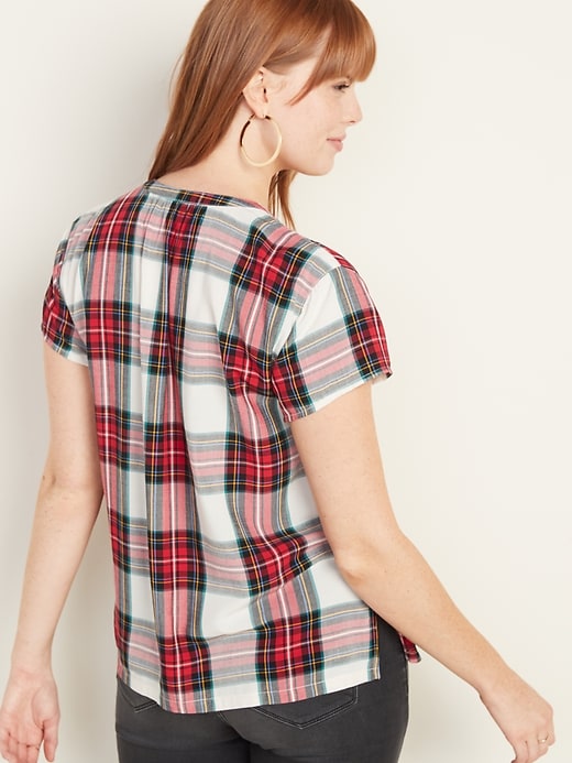 Image number 2 showing, Button-Front Plaid Blouse for Women