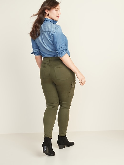 Image number 7 showing, High-Waisted Sateen Rockstar Super-Skinny Cargo Pants for Women