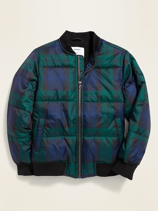View large product image 1 of 3. Water-Resistant Puffer Bomber Jacket For Boys