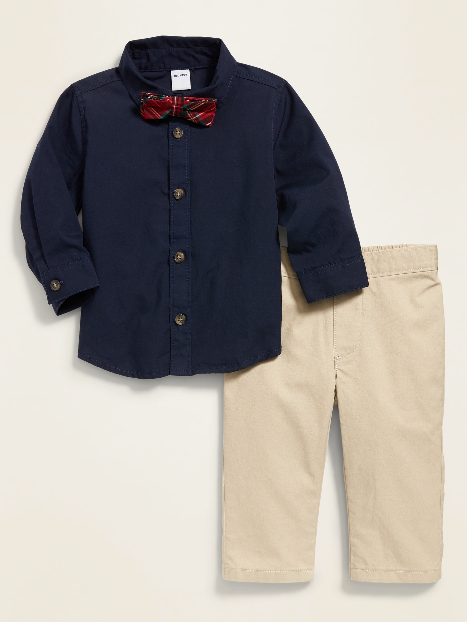 Long-Sleeve Shirt, Bow-Tie Twill Pants Set for Baby Old Navy