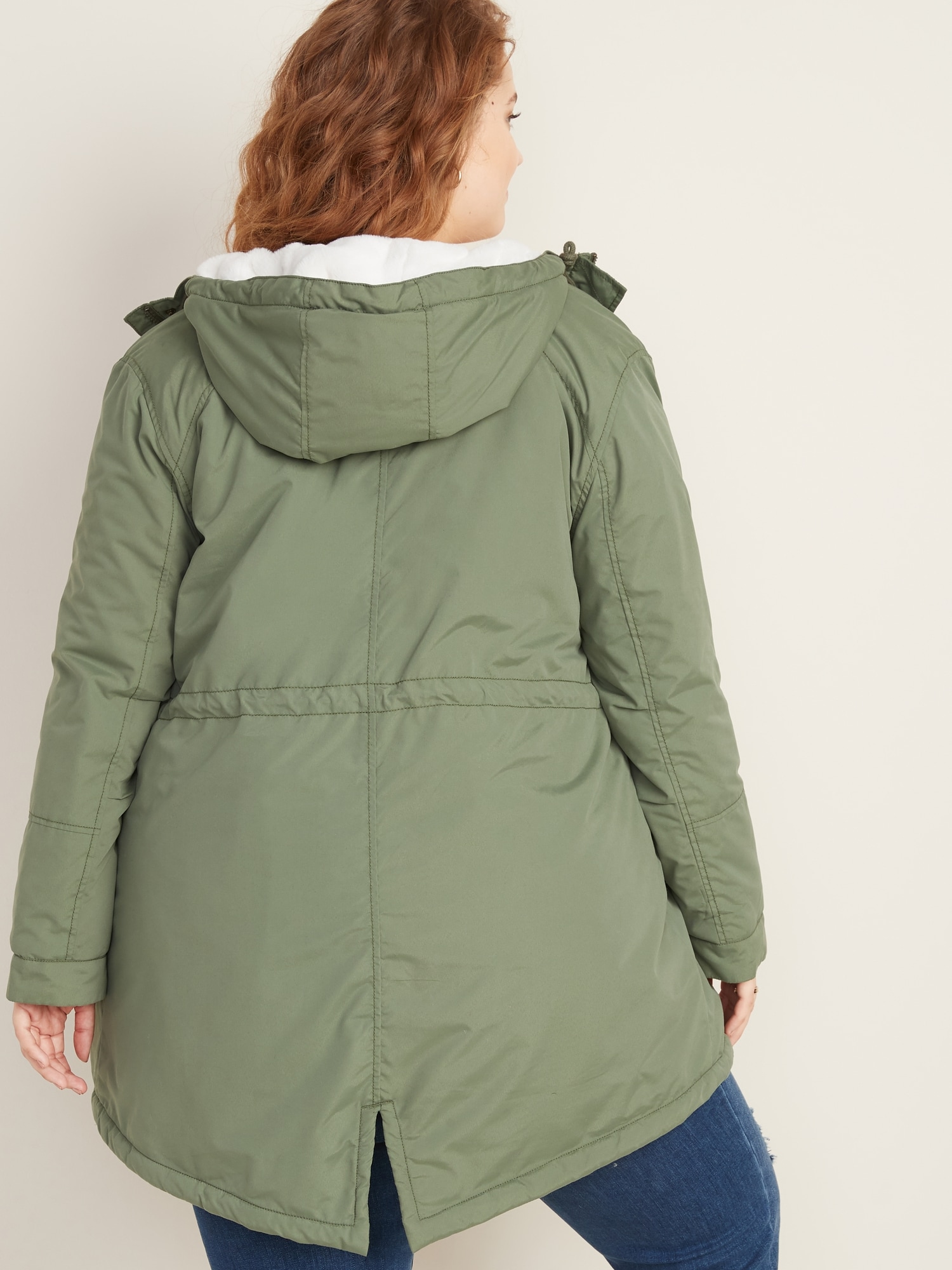 plus size fur lined parka