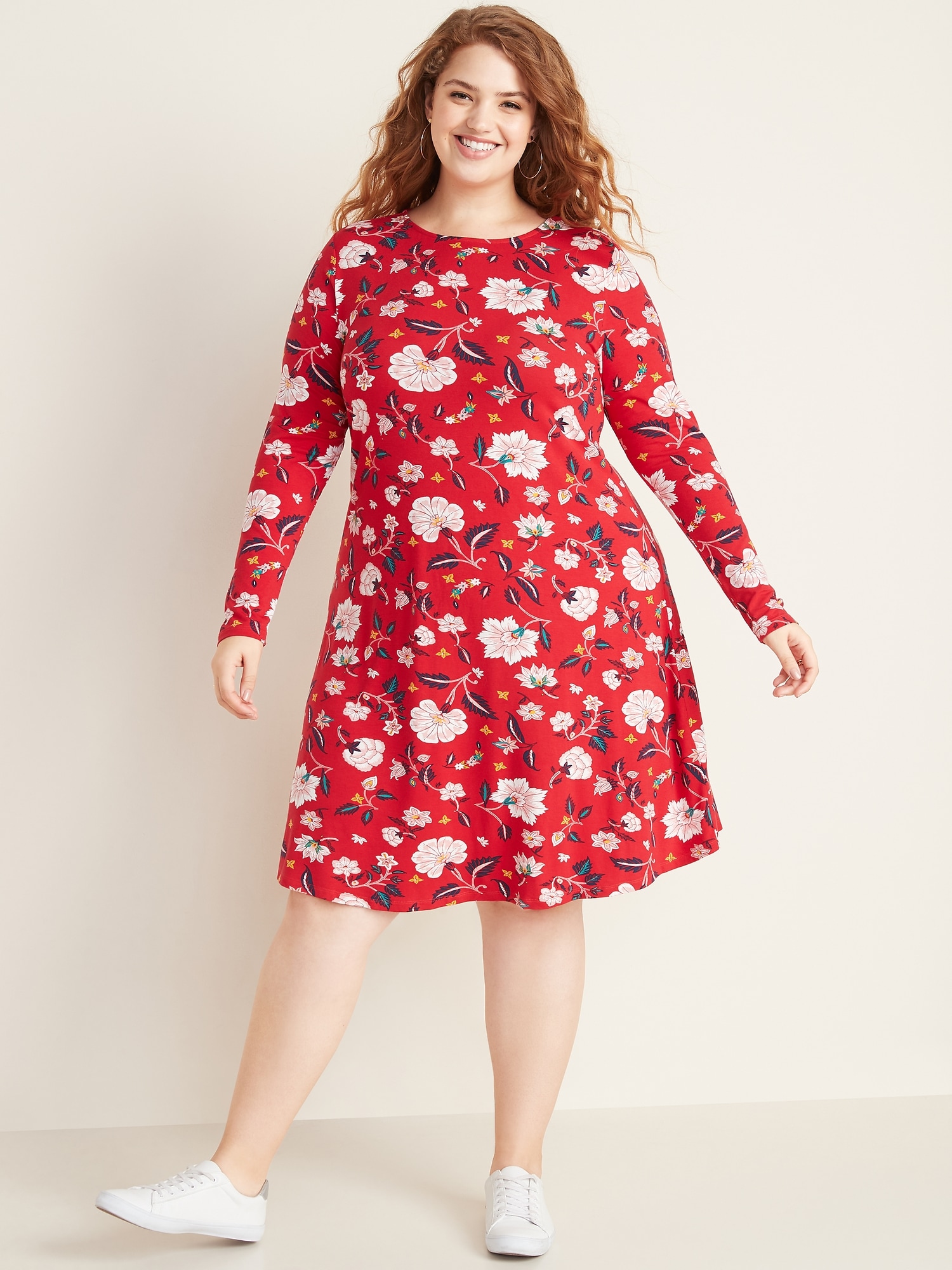 Jersey swing dress plus size best sale