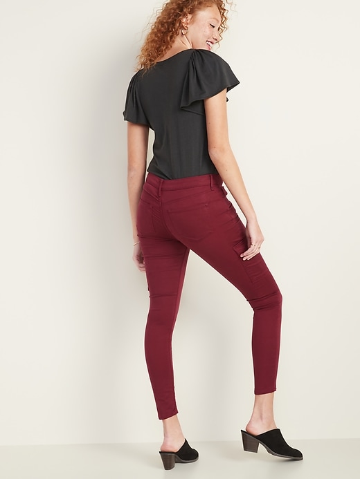 Image number 2 showing, Mid-Rise Sateen Rockstar Super Skinny Cargo Pants for Women