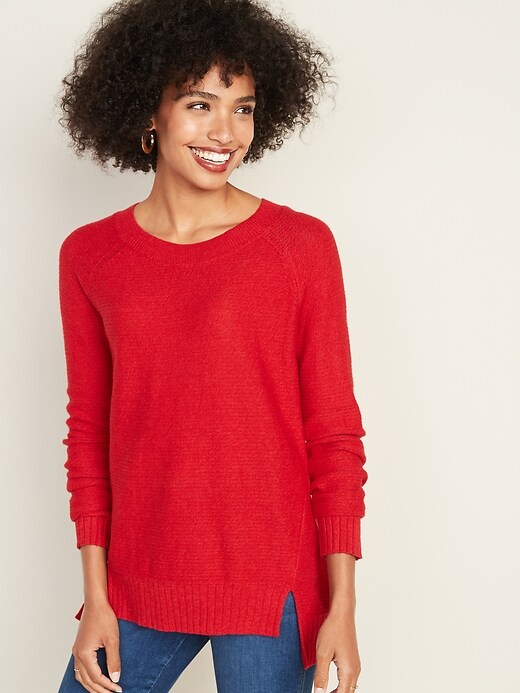 Textured Stitch Boat Neck Tunic Sweater for Women Old Navy