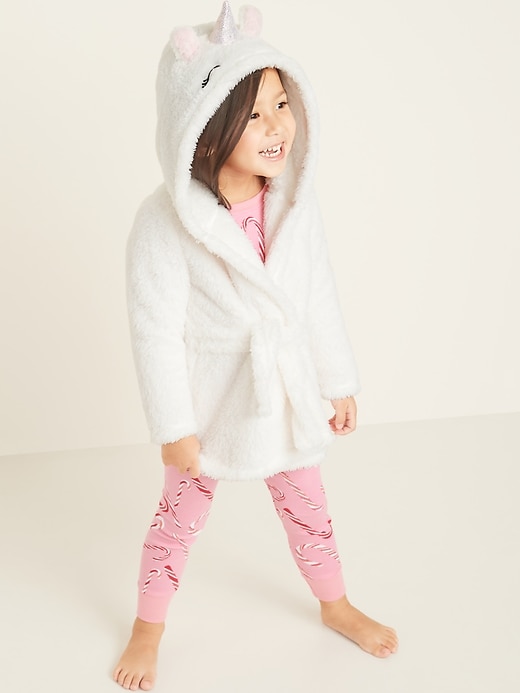 View large product image 1 of 2. Faux-Fur Unicorn Hooded Robe for Toddler & Baby