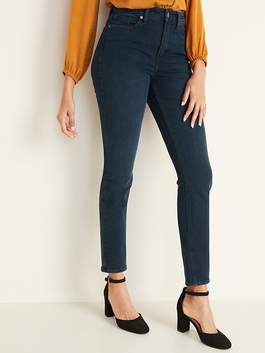 Image number 1 showing, High-Waisted Power Slim Straight Jeans for Women