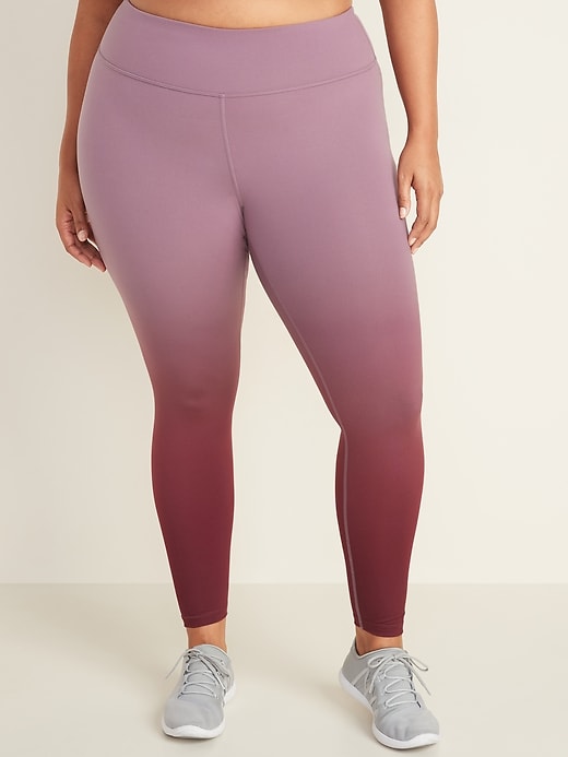 High Waisted Elevate Plus Size 7 8 Length Ombre Compression Leggings