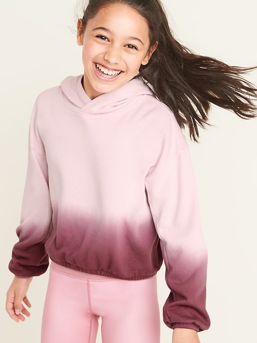 View large product image 1 of 1. Dip-Dye Cinched-Hem Pullover Hoodie for Girls