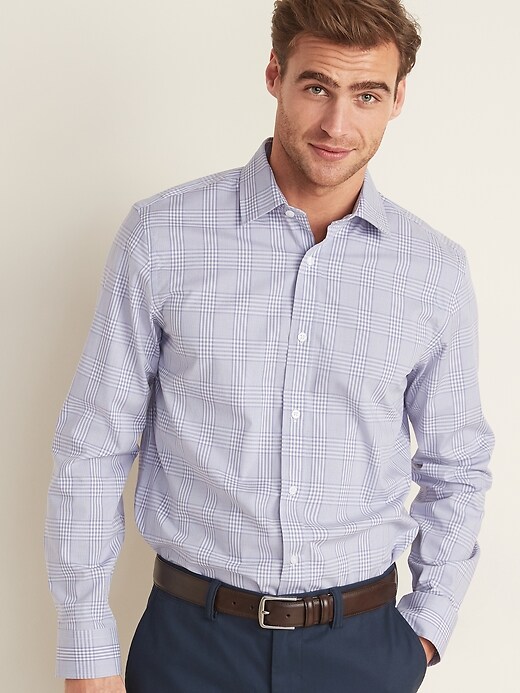 View large product image 1 of 1. Slim-Fit Built-In Flex Signature Non-Iron Dress Shirt for Men