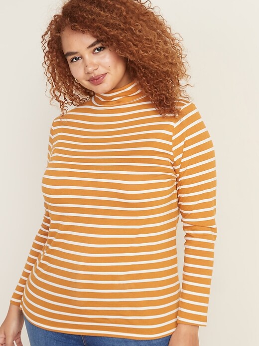 Plus size clearance striped turtleneck