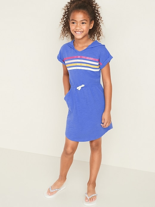 View large product image 1 of 2. Hooded Chest-Stripe Swim Cover-Up for Girls
