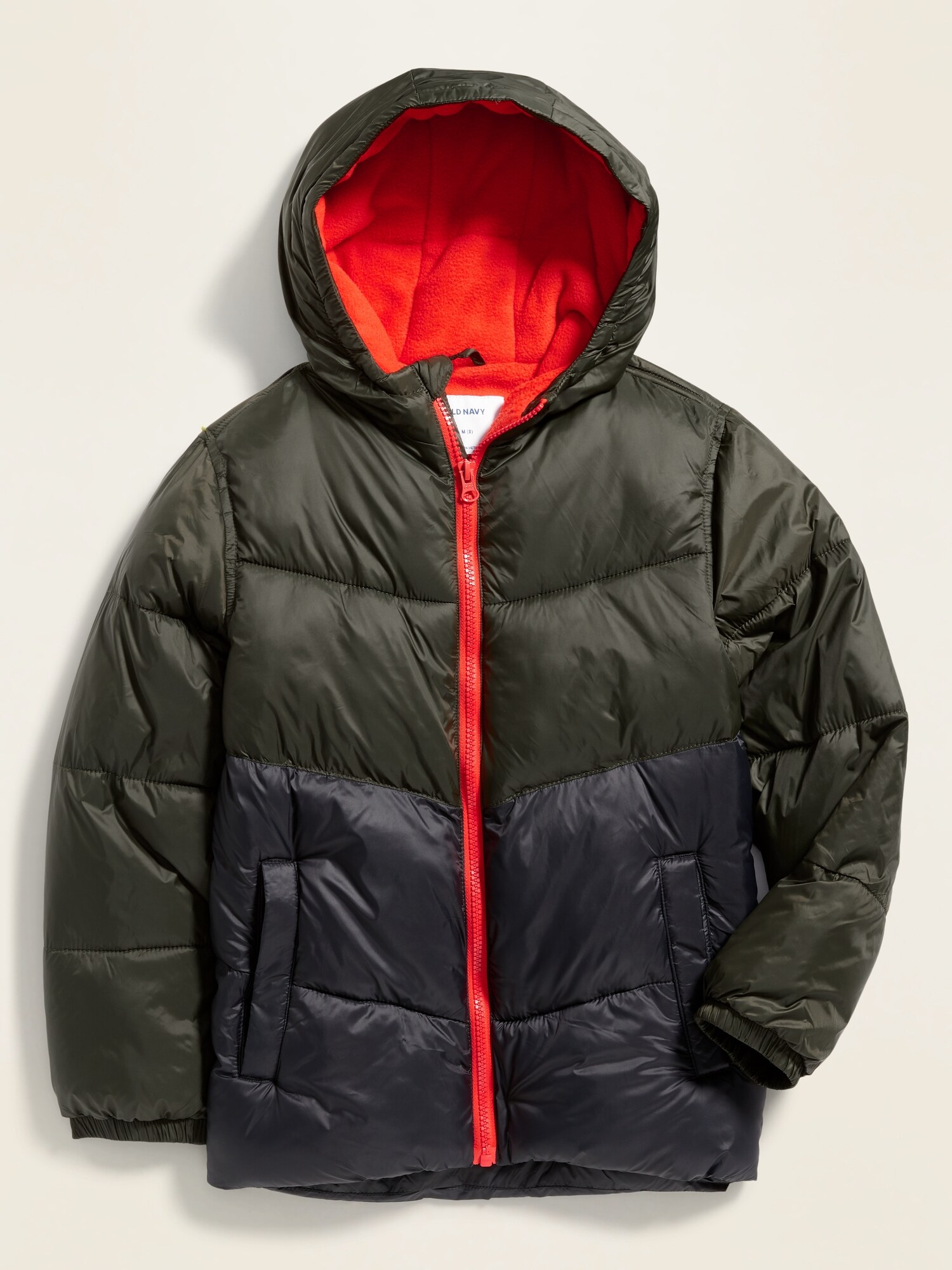 Navy Red Hooded Puffer Jacket