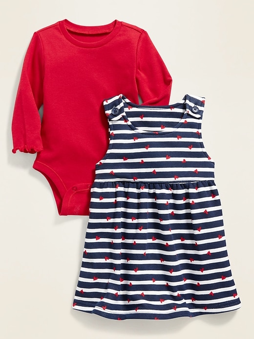 View large product image 1 of 2. Sleeveless Printed Dress and Long-Sleeve Bodysuit Set for Baby