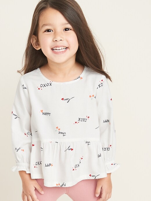 View large product image 1 of 1. Printed Peplum-Hem Blouse for Toddler Girls