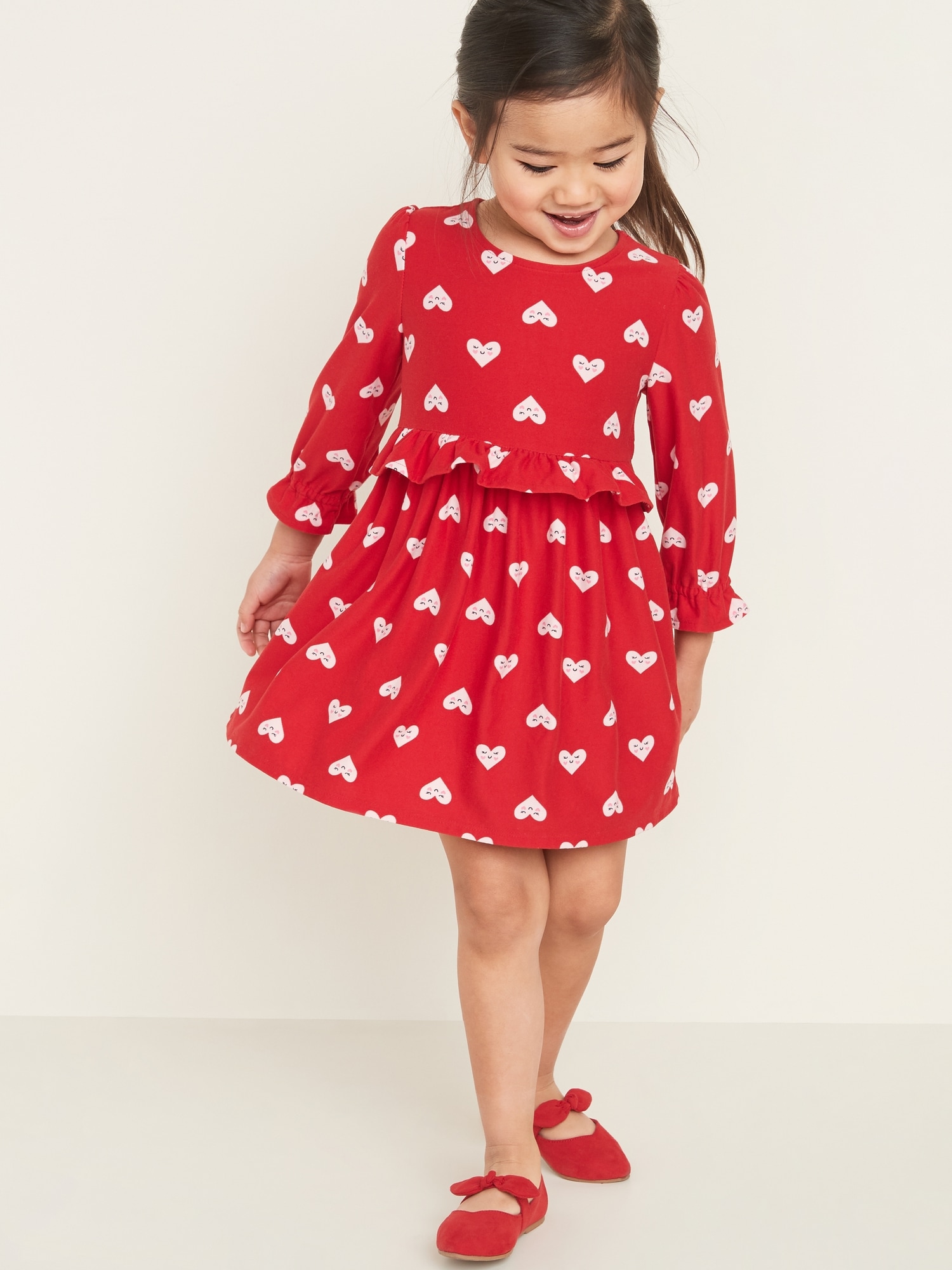 Fit & Flare Valentine-Graphic Soft-Brushed Dress for Toddler Girls