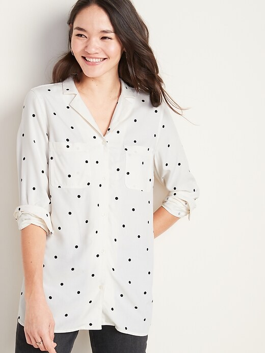 View large product image 1 of 1. Relaxed Polka-Dot Utility Shirt for Women