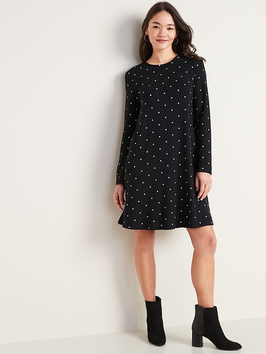 long sleeve jersey knit swing dress old navy Long-Sleeve Jersey-Knit Swing Dress for Women