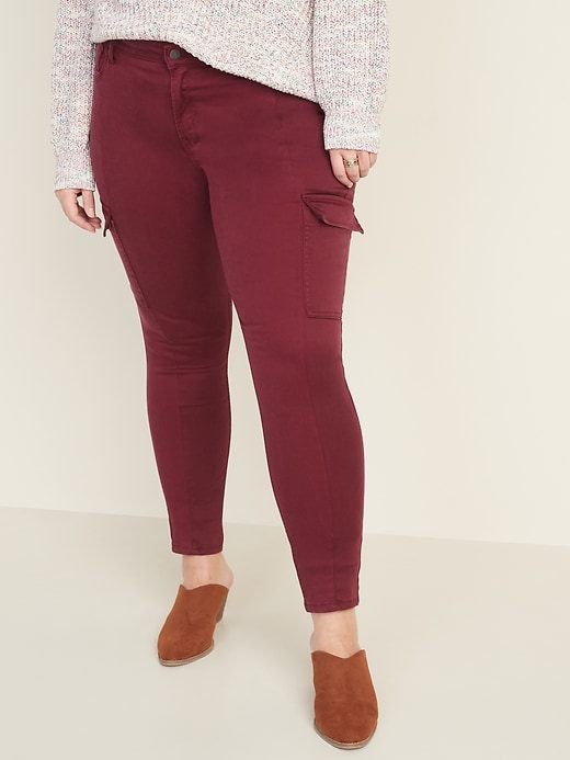 Image number 6 showing, Mid-Rise Sateen Rockstar Super Skinny Cargo Pants for Women