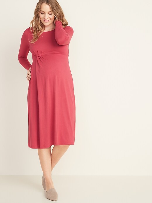 View large product image 1 of 1. Maternity Pleated-Front Jersey Dress