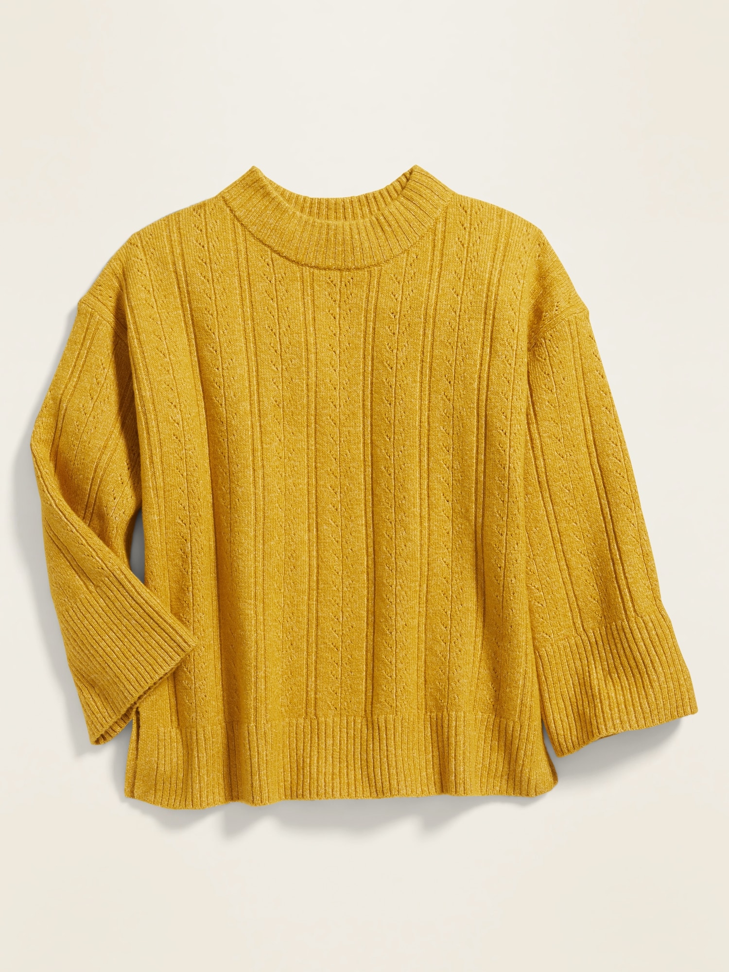 Slouchy Soft-Brushed Pointelle-Knit Sweater for Girls