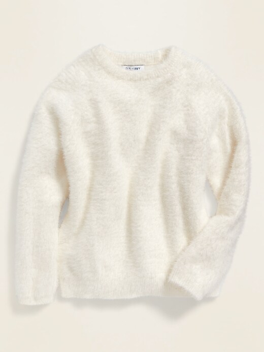 Fuzzy Crew Neck Sweater for Girls