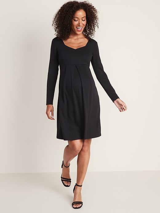 View large product image 1 of 1. Maternity Crepe Fit & Flare Dress
