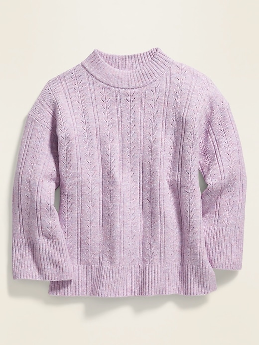 View large product image 1 of 1. Slouchy Soft-Brushed Pointelle-Knit Sweater for Girls