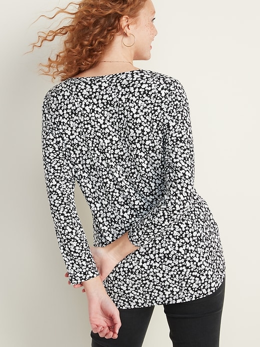 Image number 2 showing, Luxe Floral V-Neck Top for Women