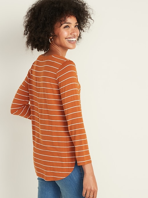 Image number 2 showing, Luxe Striped V-Neck Top for Women