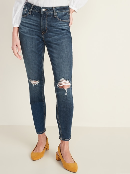 Image number 1 showing, High-Waisted Rockstar Distressed Super Skinny Jeans For Women