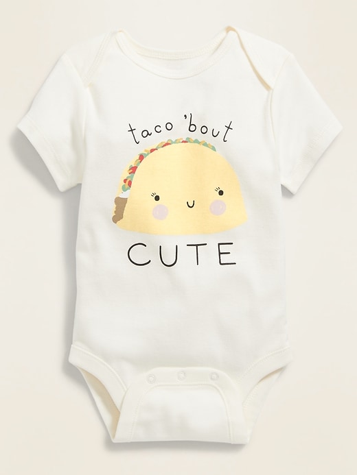 View large product image 1 of 2. Unisex "Taco 'Bout Cute" Graphic Bodysuit for Baby