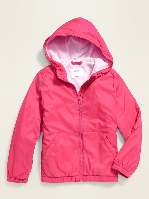 View large product image 1 of 1. Water-Resistant Performance Fleece-Lined Rain Jacket for Girls