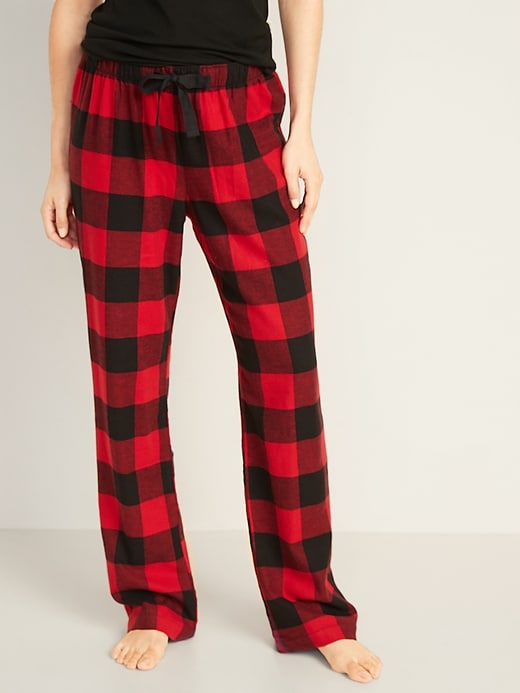 Women's Stars Above Red Black Flannel Plaid Sleep Jogger Pants Cozy Soft  Sweats