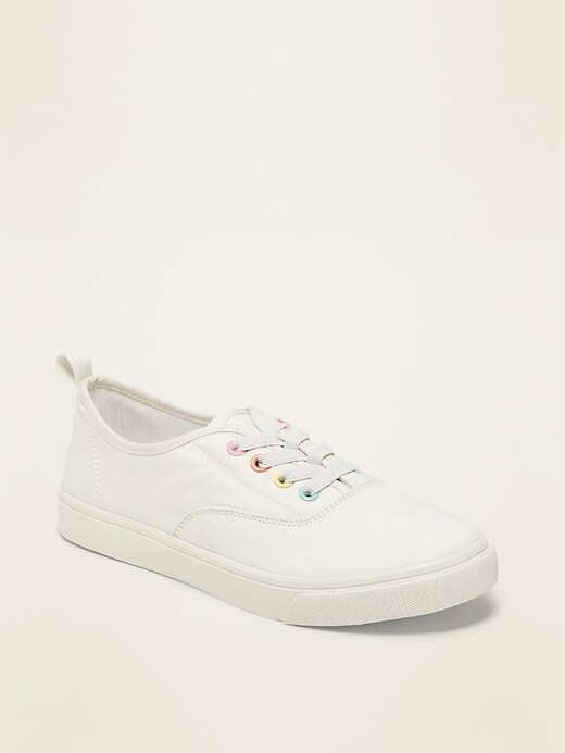 View large product image 1 of 1. Twill Lace-Up Sneakers for Girls
