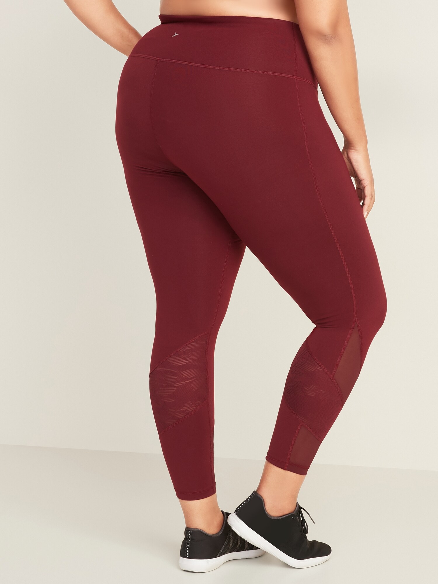 High-Waisted Elevate Mesh-Trim Compression Leggings for Women