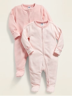 Pyjama une-pièce à pieds en micromolleton pour bébé (paquet de 2)